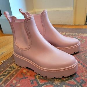 Pink Platform Chelsea Rain Boots